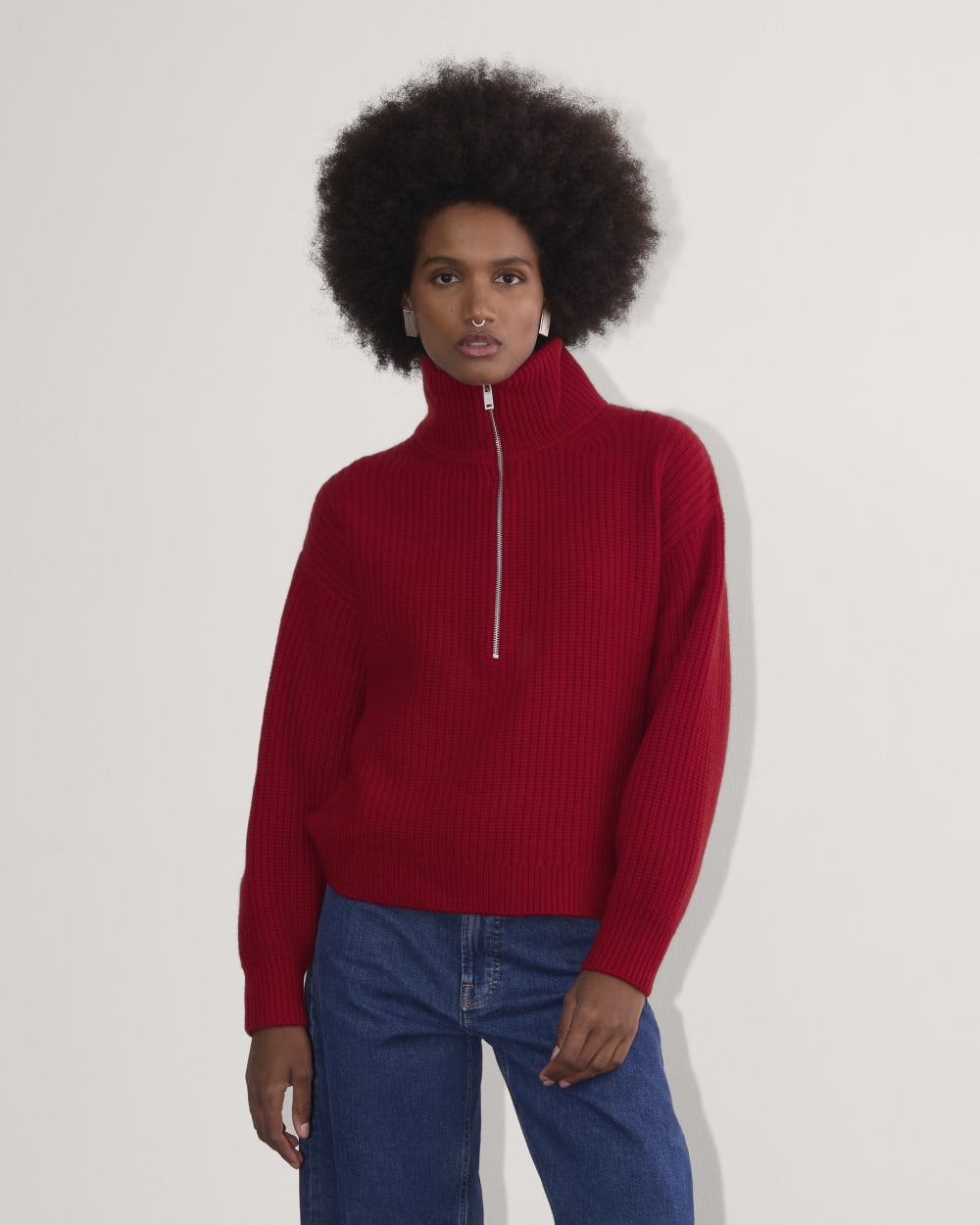 The Half-Zip Sweater in Luxe Merino | Berry Red – Everlane
