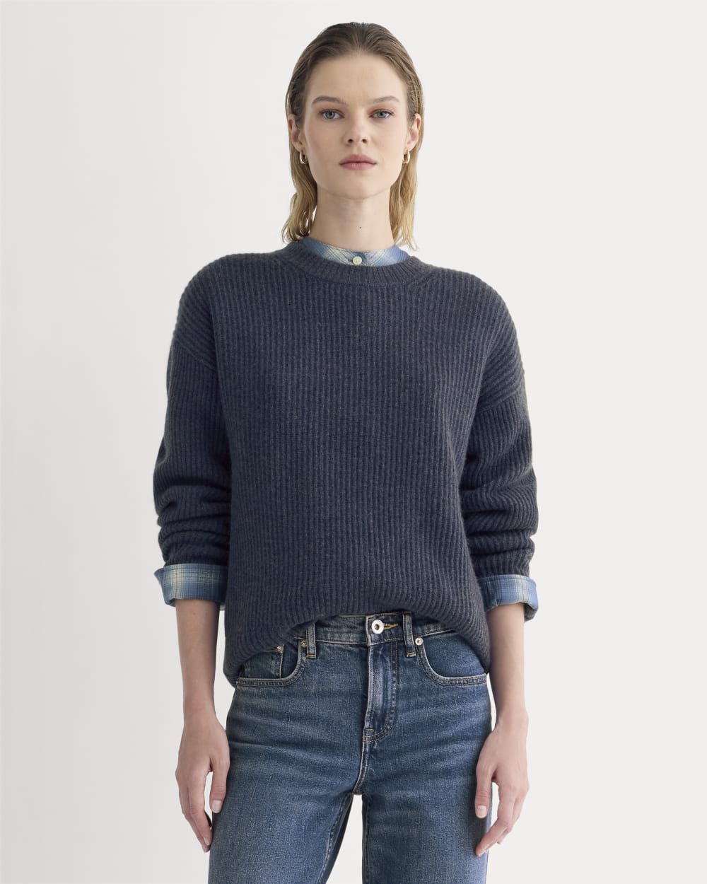 womens-wool-cashmere-cocoon-crew-sweater-indigo | primary