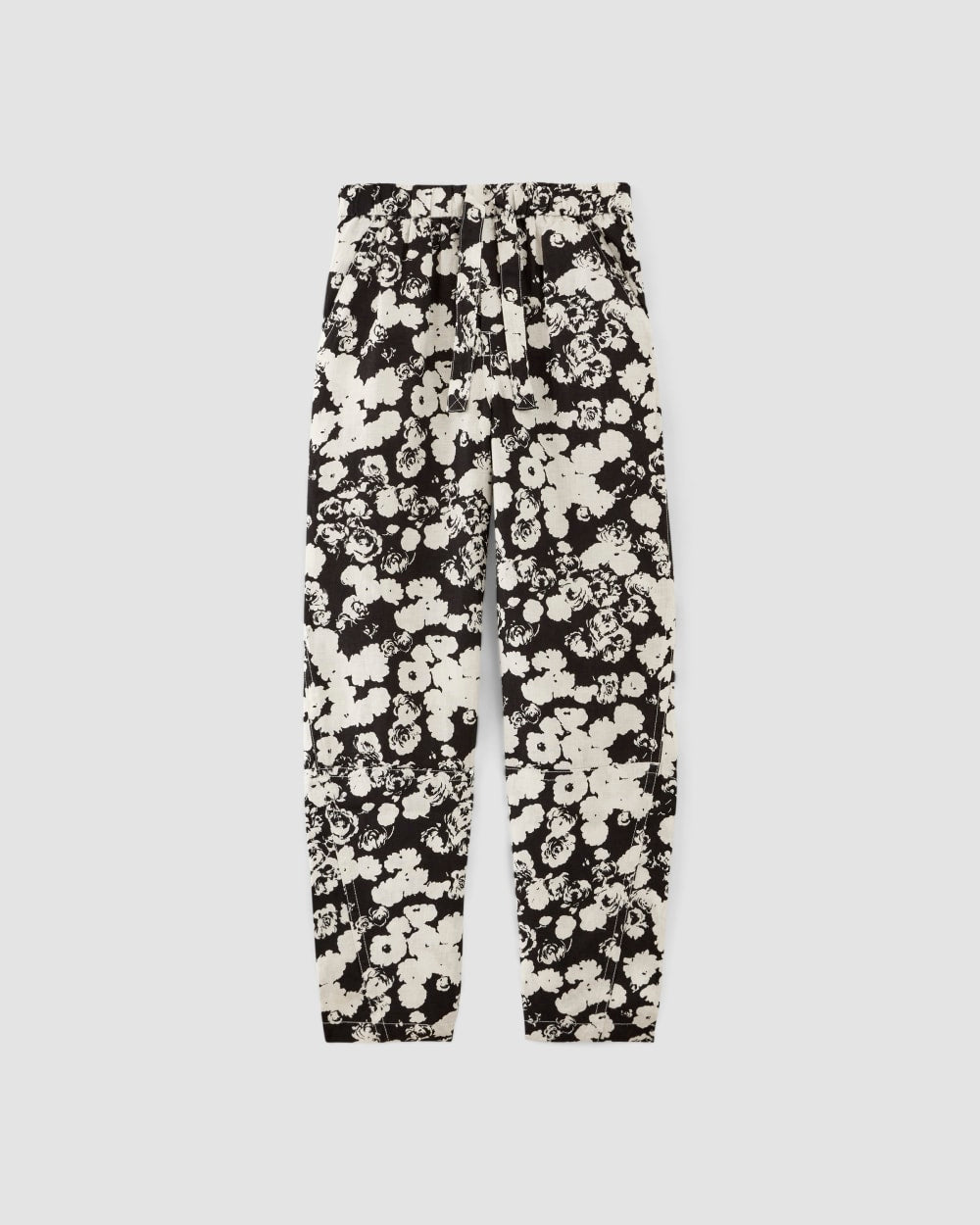 womens-linen-pull-on-barrel-pant-black-bone-floral | alt