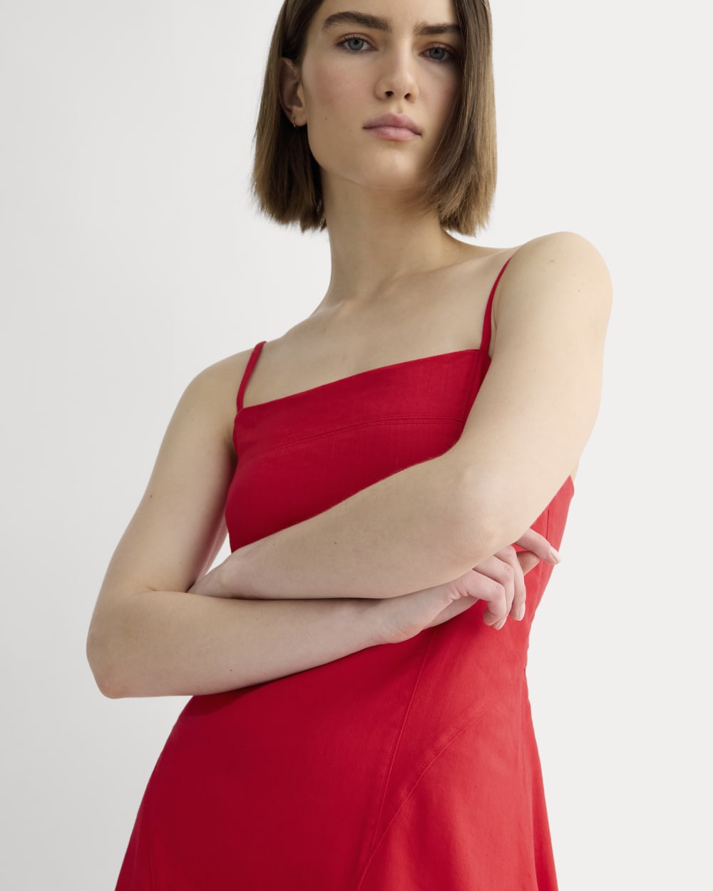 womens-seamed-dress-stretch-linen-classic-red
