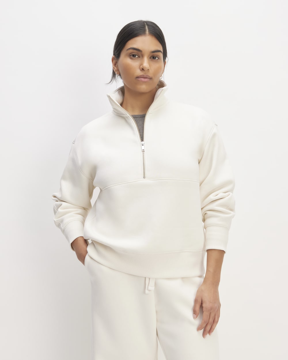 The ReTrack Half-Zip Sweatshirt | Bone – Everlane