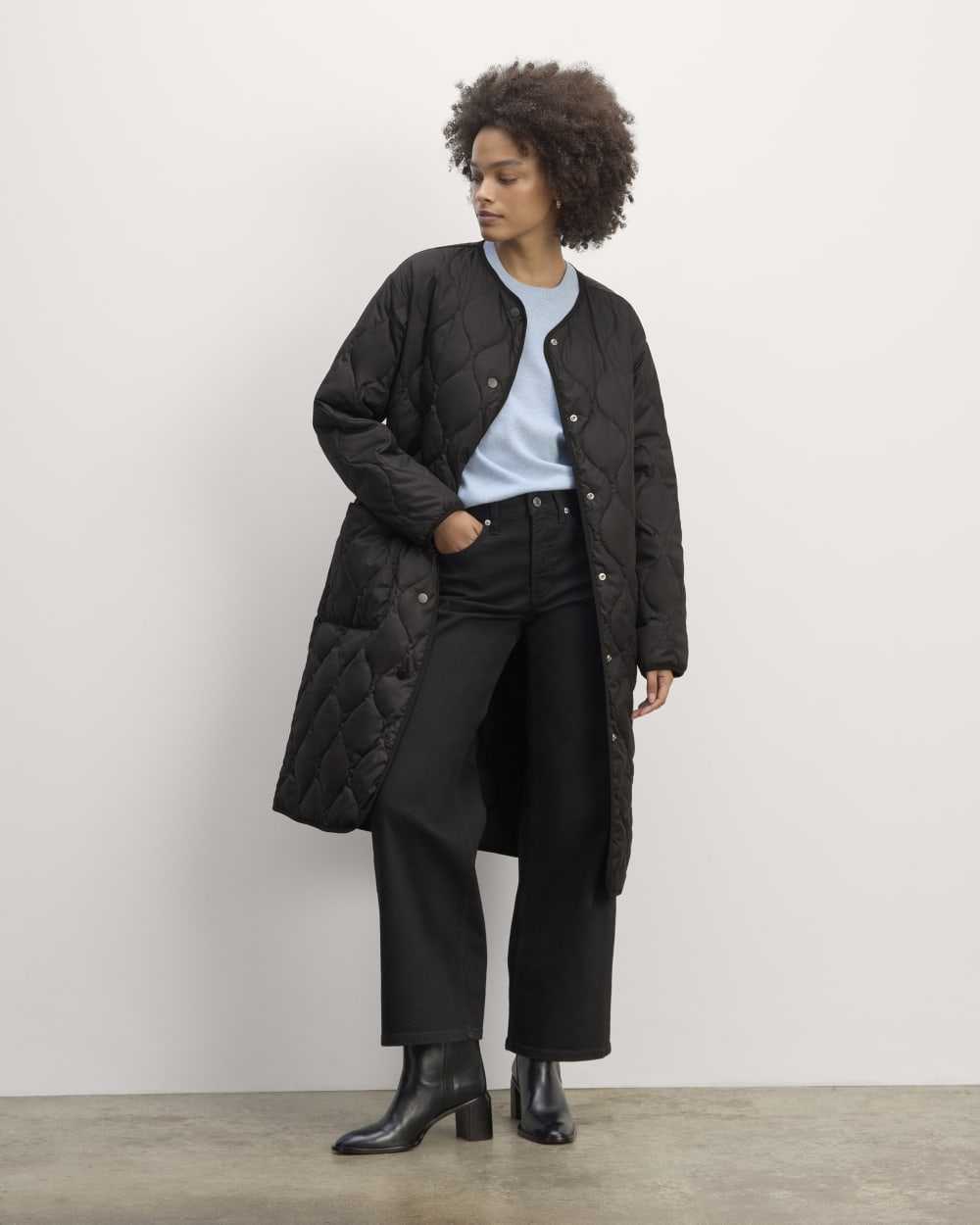 The Long Quilted Liner | Black – Everlane