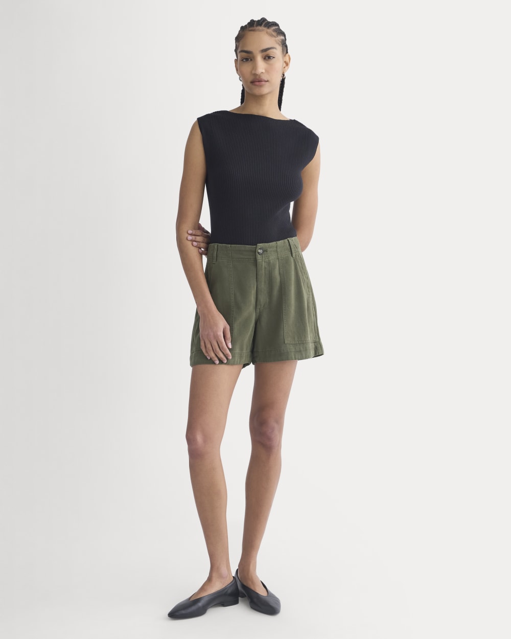 womens-tencel-darted-utility-short-olive-night