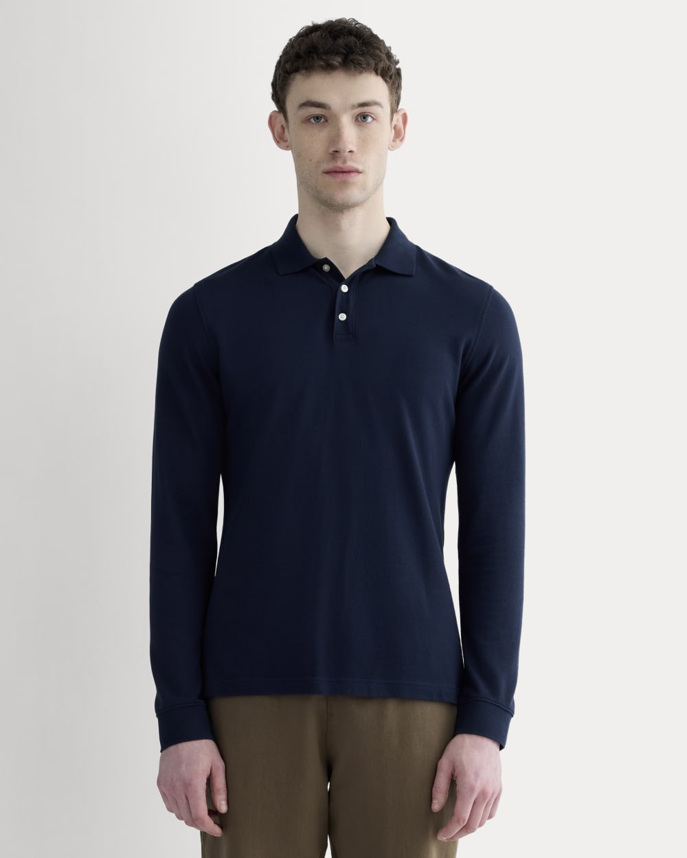 The Long-Sleeve Pique Polo | Deep Navy – Everlane