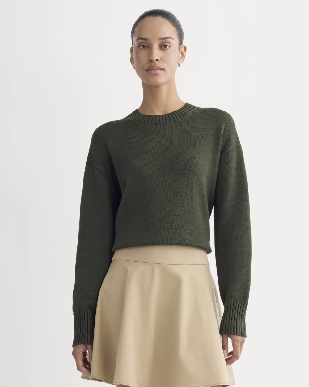 グーナー The Boxy Sweater in Everyday Cotton | Dark Green – Everlane