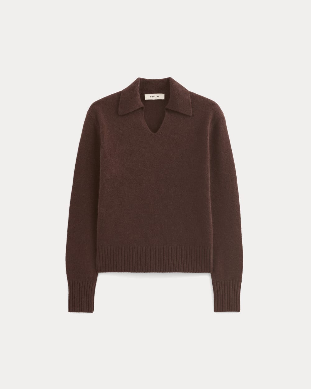 womens-cashmere-polo-sweater-dark-mahogany | alt
