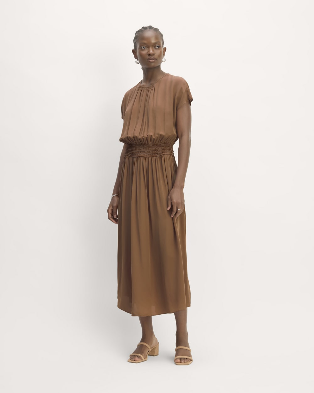 The Gathered Midi Dress | Carob Brown Everlane The Gathered Midi Dress | Carob Brown Everlane