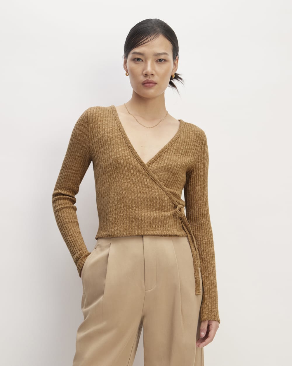 The Cozy Rib Wrap Top | Cappuccino – Everlane