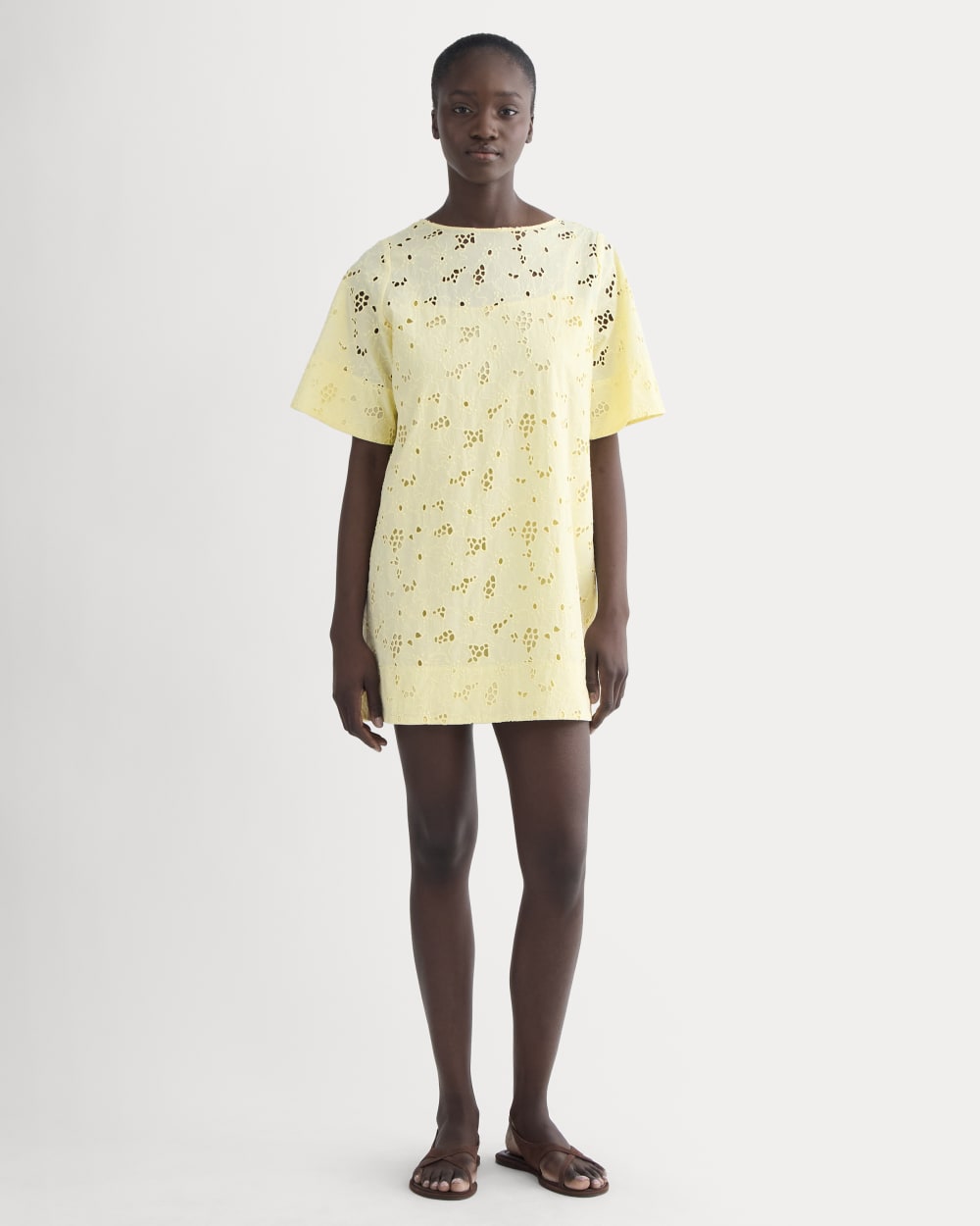 The Eyelet Mini Shift Dress | Light Yellow Everlane The Eyelet Mini Shift Dress | Light Yellow Everlane