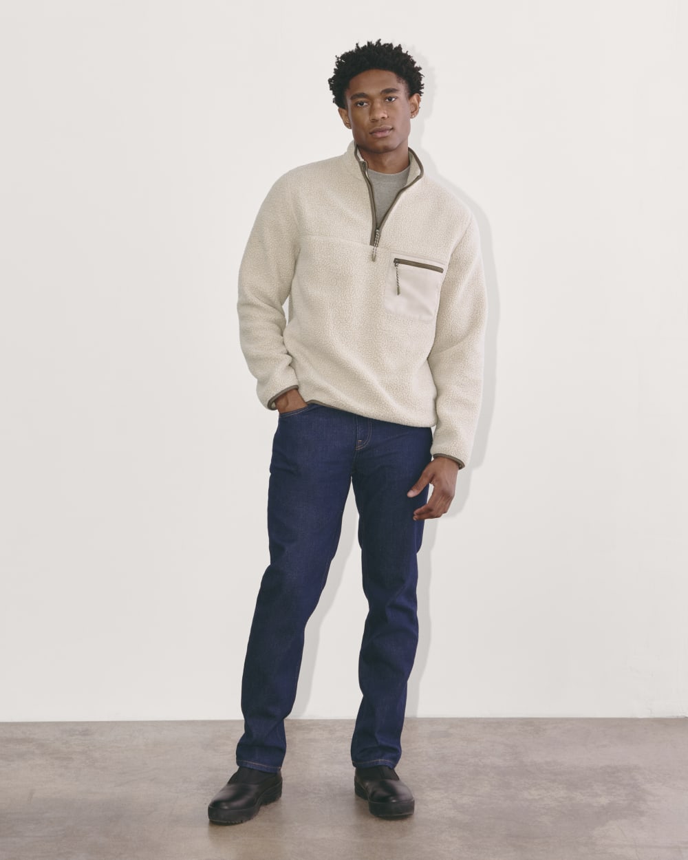 The Teddy Quarter-Zip Fleece Heathered Oat – Everlane