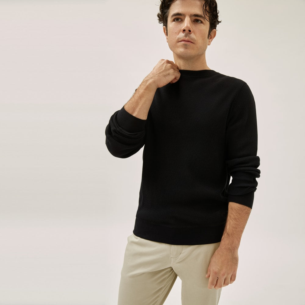 mens-waffle-knit-ls-crew-black | primary