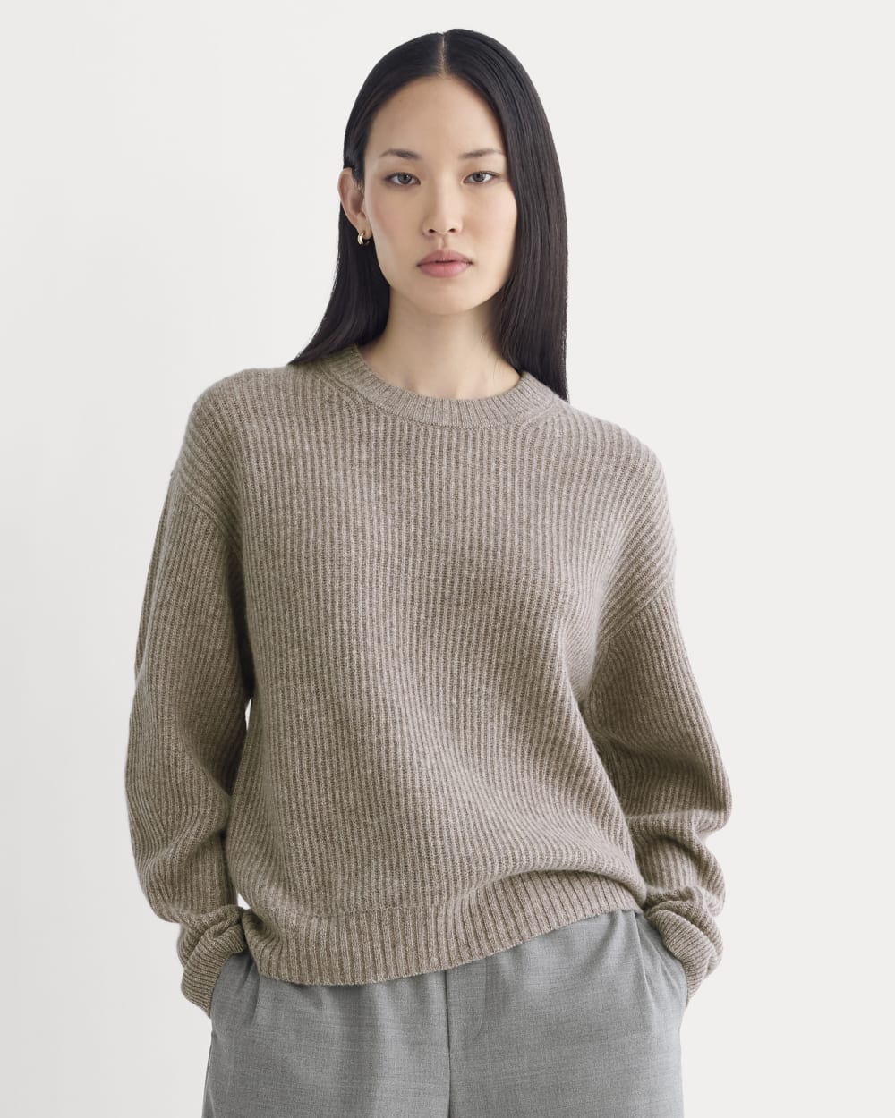 womens-wool-cashmere-cocoon-crew-sweater-light-heathered-taupe | primary