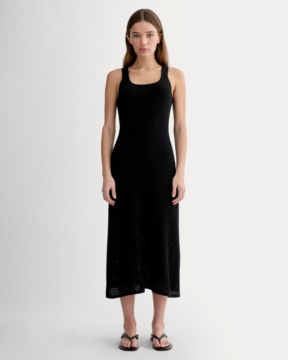 womens-crochet-tank-dress-black | primary