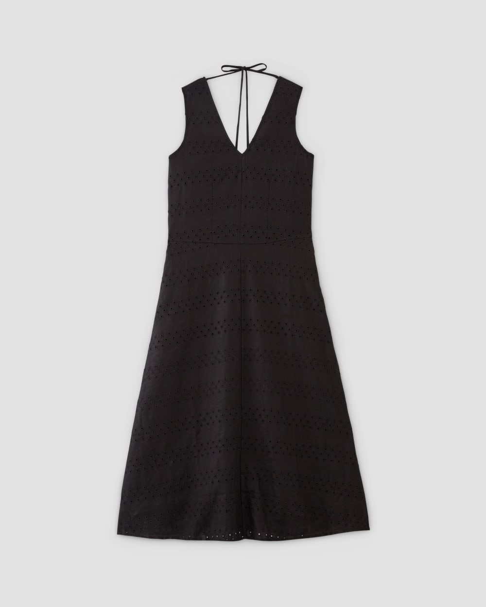 womens-linen-eyelet-maxi-dress-black-eyelet | alt