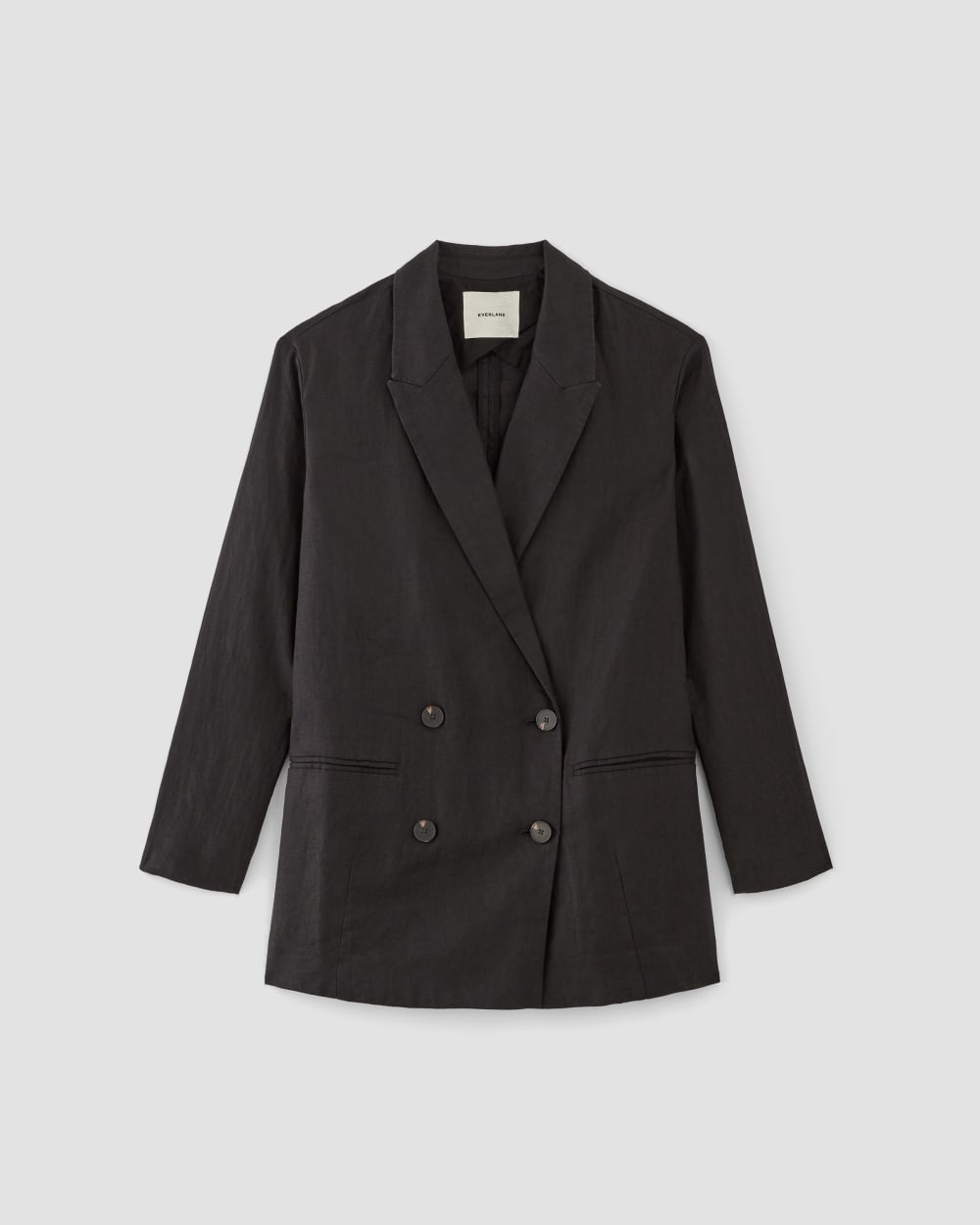womens-linen-double-breasted-blazer-black | alt