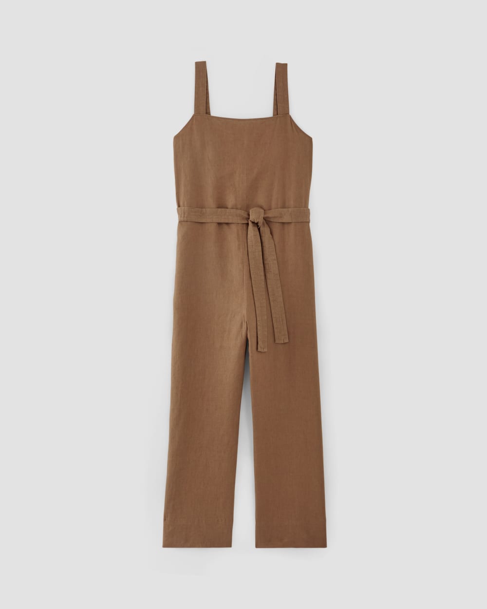 womens-linen-side-button-jumpsuit-cocoa-brown | alt