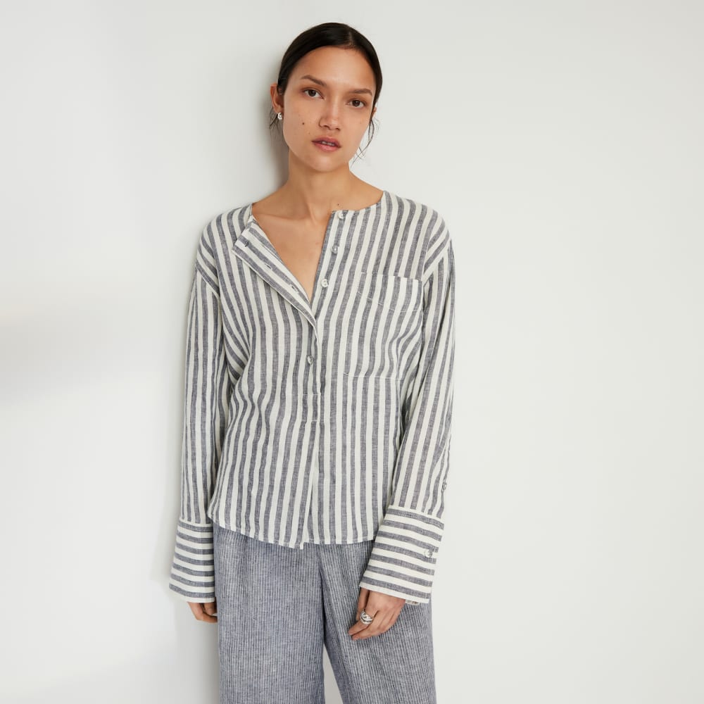 womens-linen-popover-shirt-bone-navy | primary