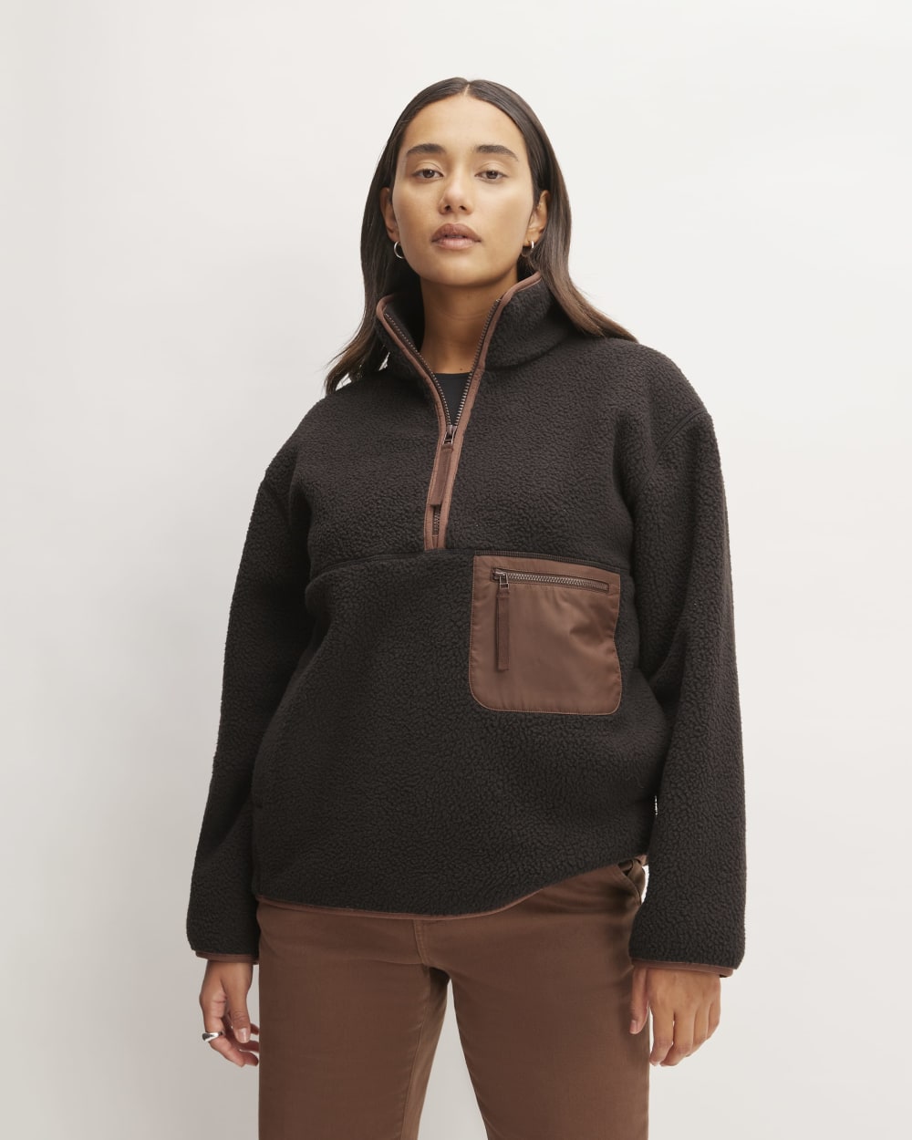 りー The ReNew Fleece Oversized Half-Zip | Black – Everlane