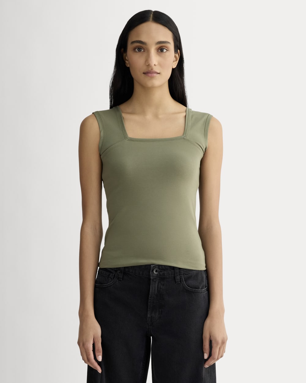 The Form Square-Neck Tank | Lichen Green – Everlane