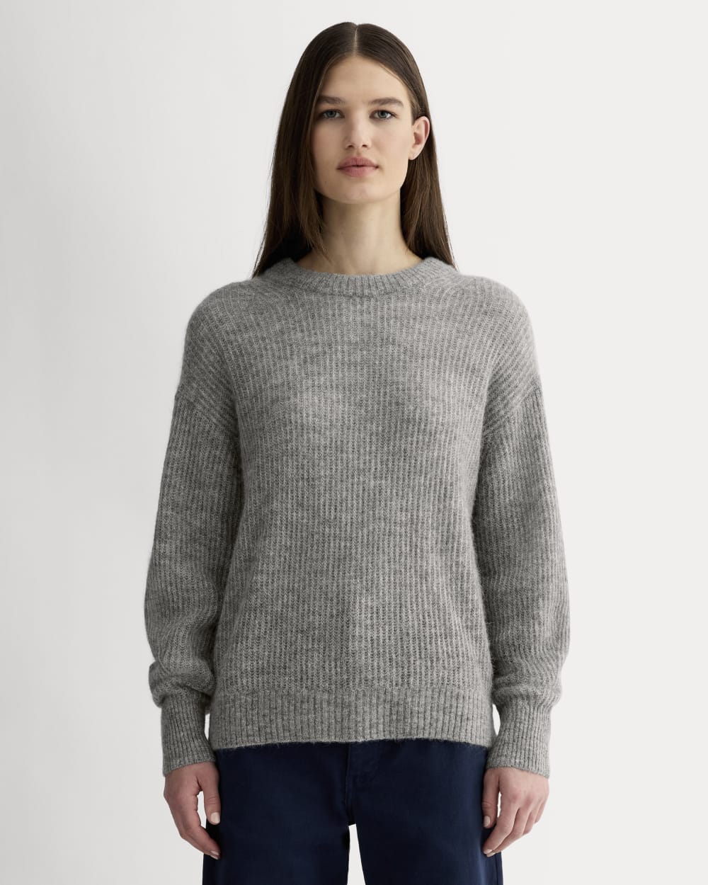womens-alpaca-ribbed-cocoon-crew-heather-stone-grey | primary