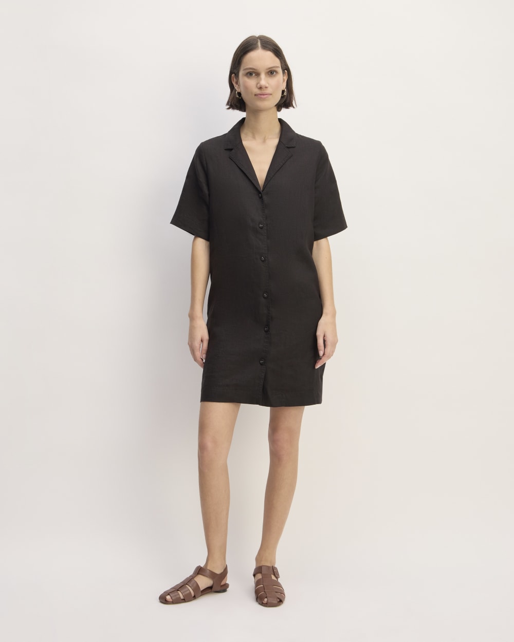 womens-linen-ss-shirt-dress-black | primary