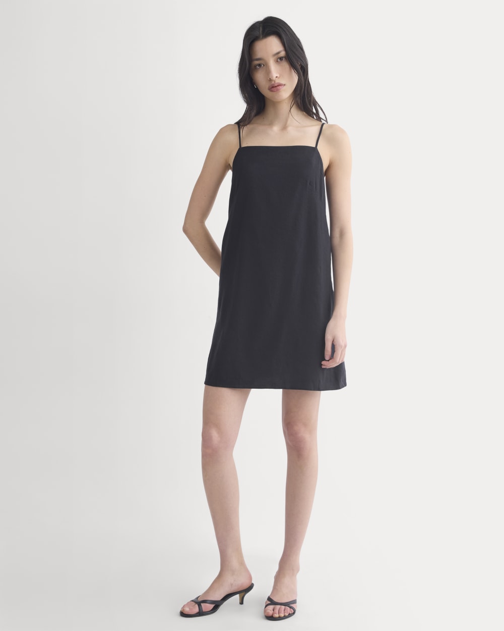 Mini Shift Dress in Stretch Linen
