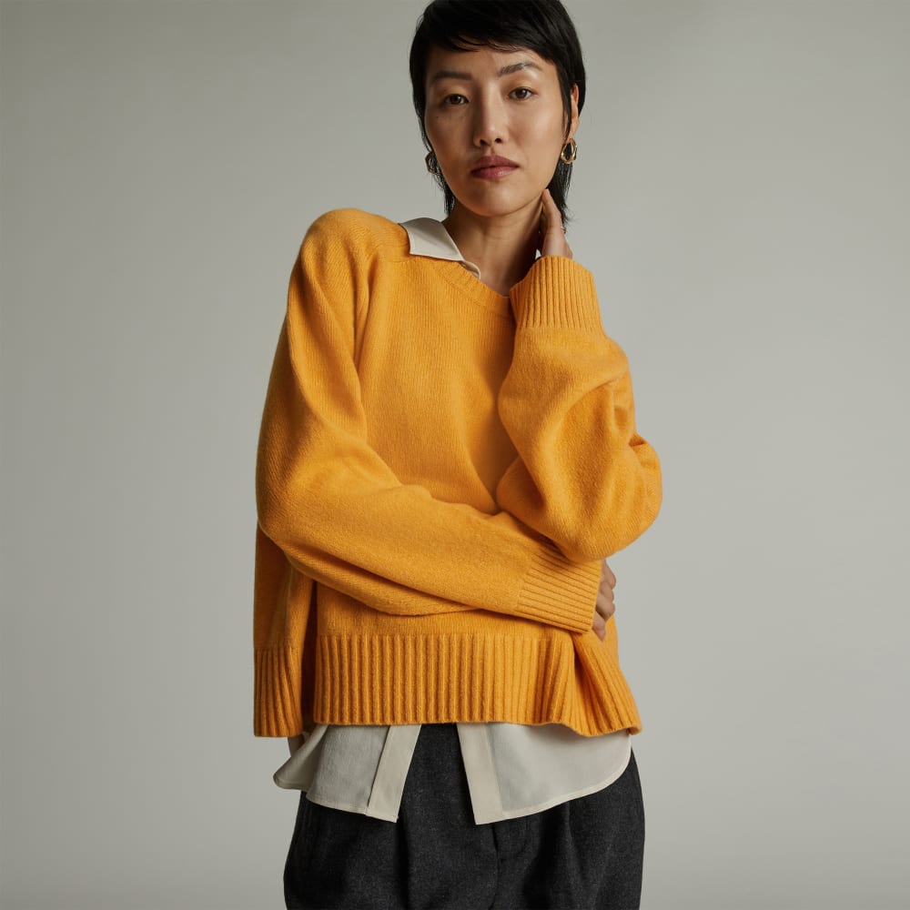 womens-recashmere-cropped-crew-sweater-kumquat | primary