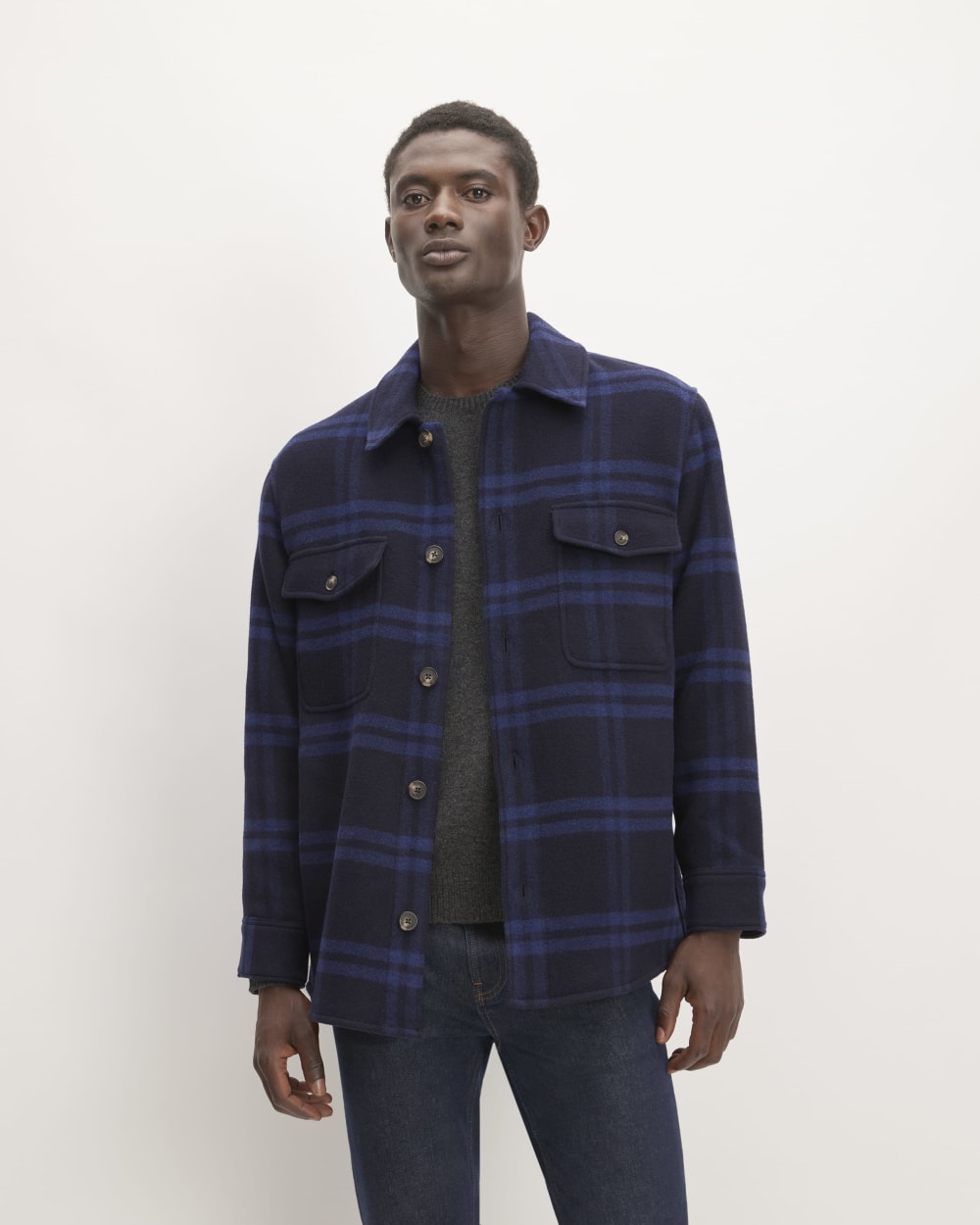 The ReWool® Oversized Shirt Jacket | Blue / Navy – Everlane
