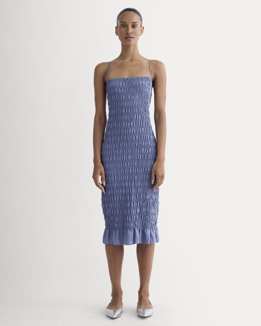 Everlane Smocked Column Dress In Blue Dusk, Size XXL, Viscose Everlane Smocked Column Dress In Blue Dusk, Size XXL, Viscose