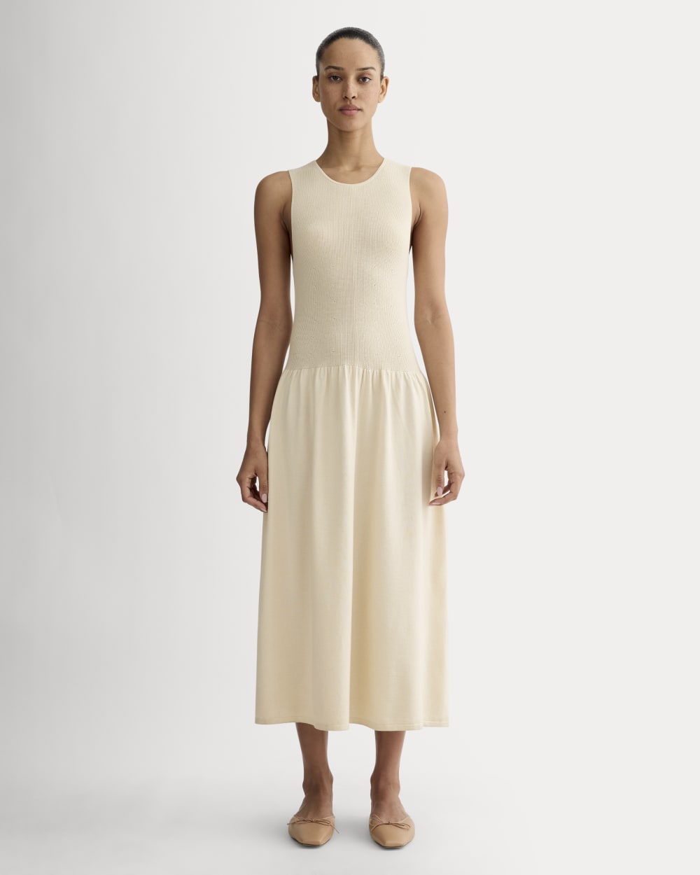 Everlane Knit Crew Dress In Birch, Size Large, Cotton/Viscose Everlane Knit Crew Dress In Birch, Size Large, Cotton/Viscose