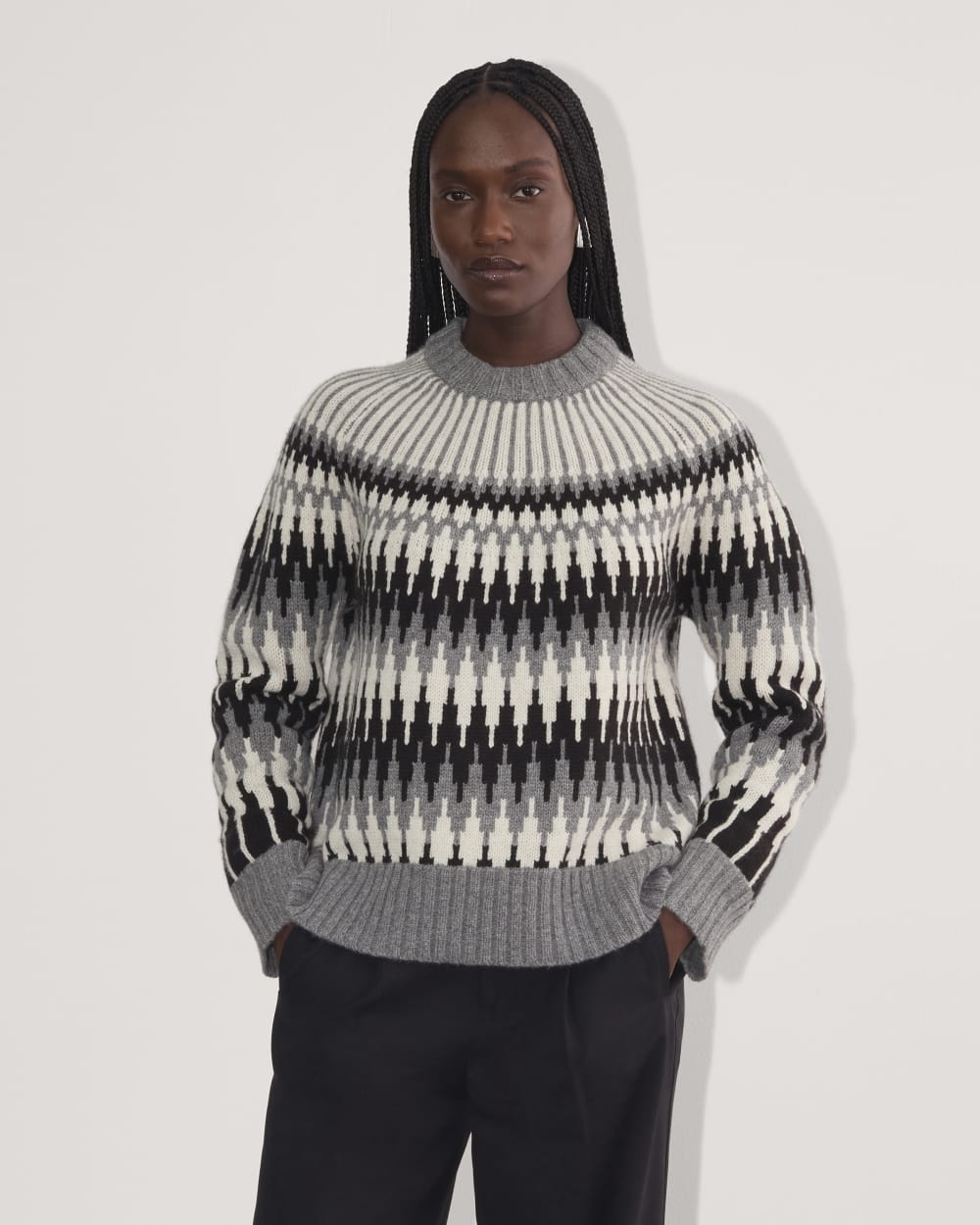 The Fair Isle Crew Grey Black Fair Isle – Everlane