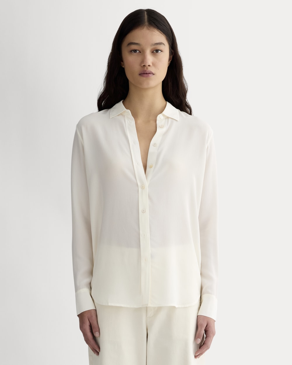 The Must-Have Shirt in Washable Silk Off-White – Everlane