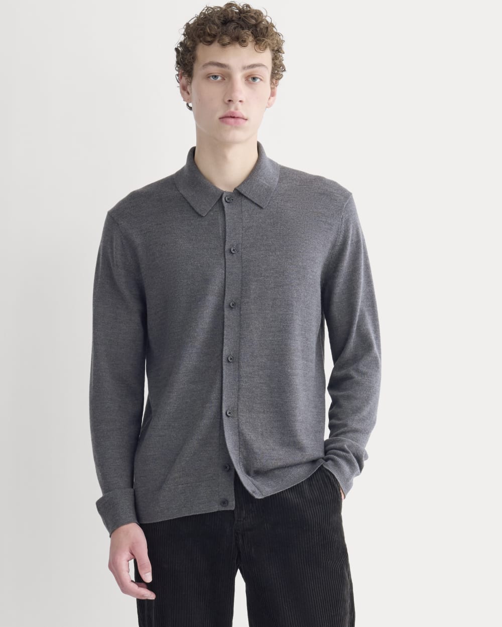 mens-ultrasoft-button-down-sweater-heather-mid-charcoal | primary