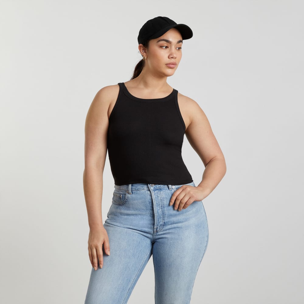 The Pima Micro-Rib Short Tank | Black – Everlane