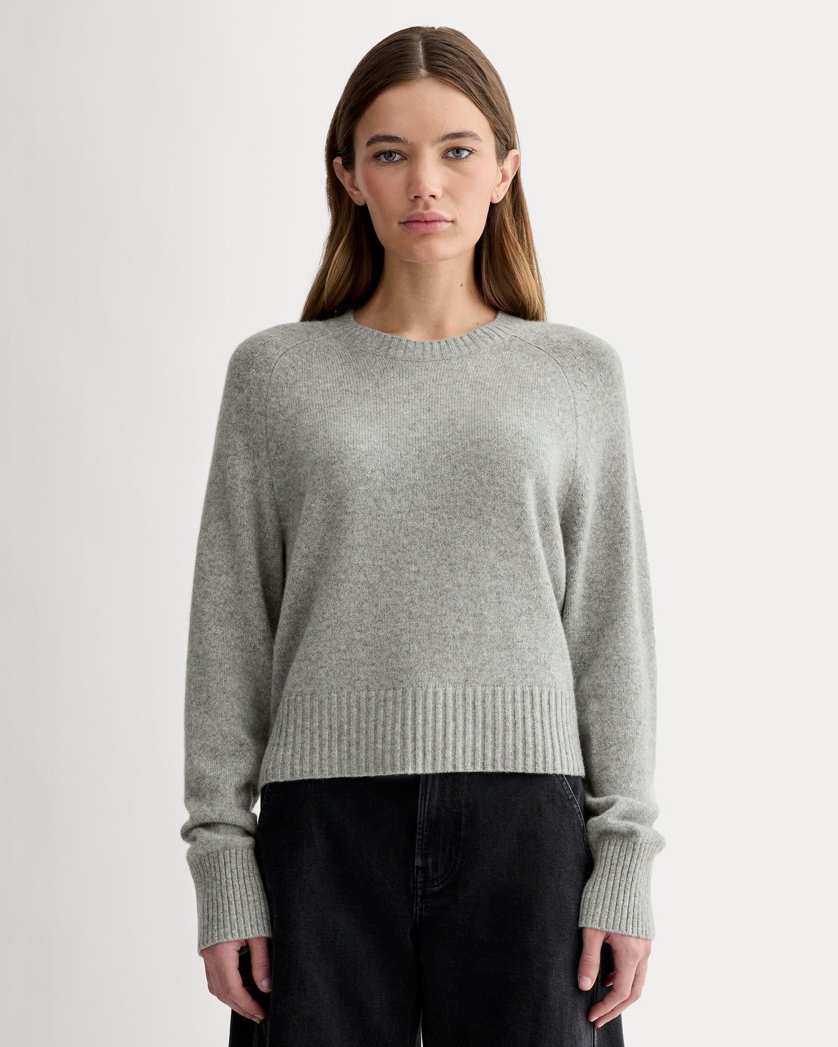 The Boxy Crew in Cashmere | Light Heather Grey