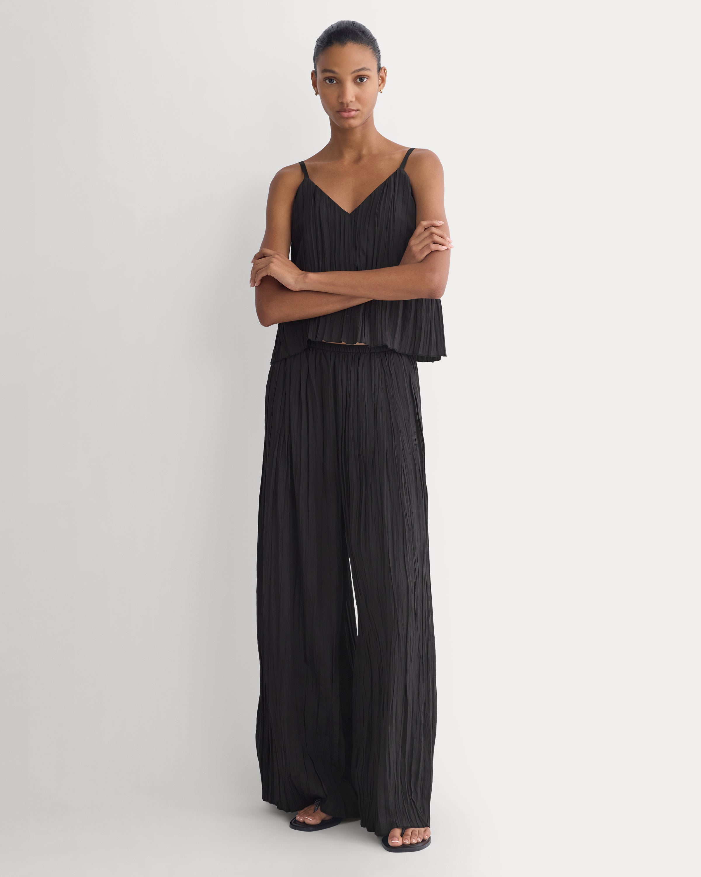 Crinkle Wide-Leg Pant | Black – Everlane