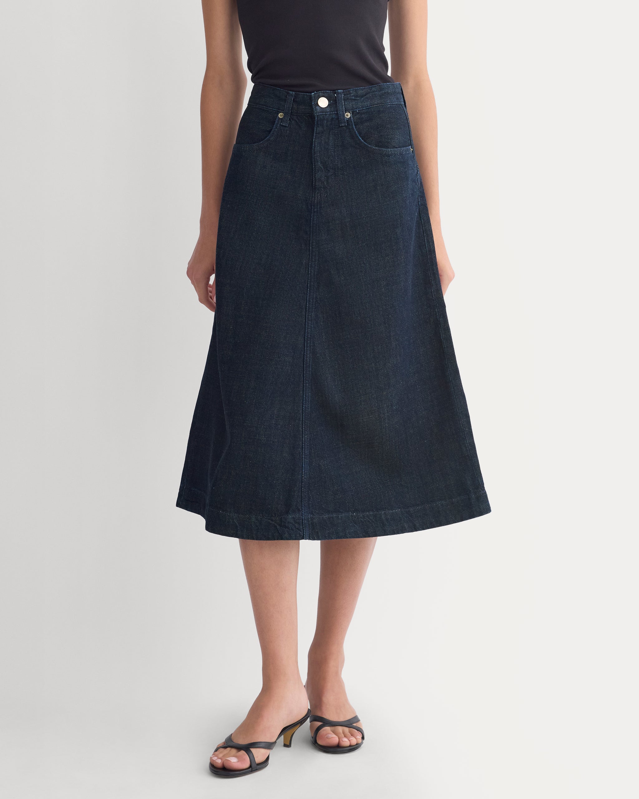 Flowy Denim Midi Skirt | Rinse Indigo