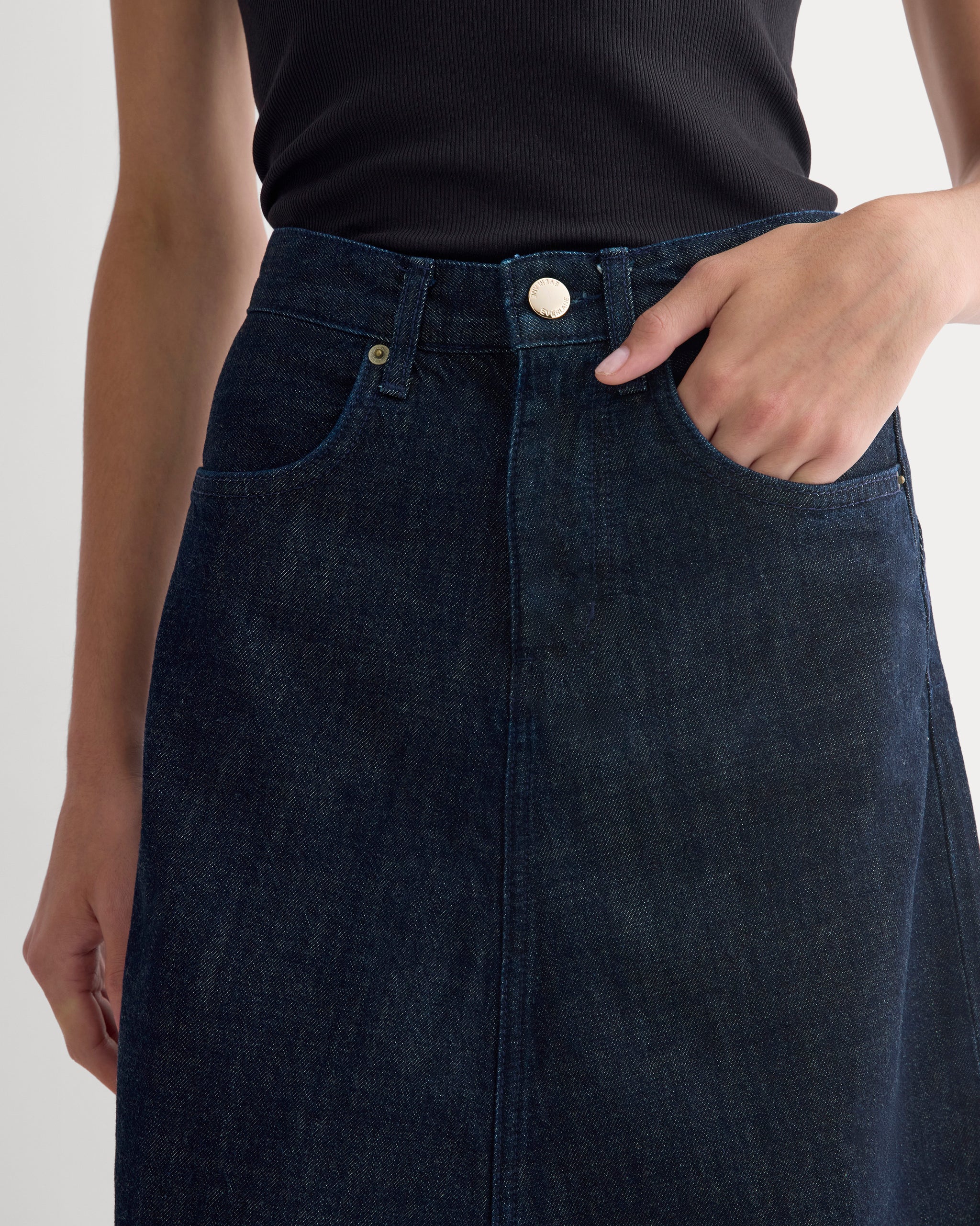 Flowy Denim Midi Skirt | Rinse Indigo