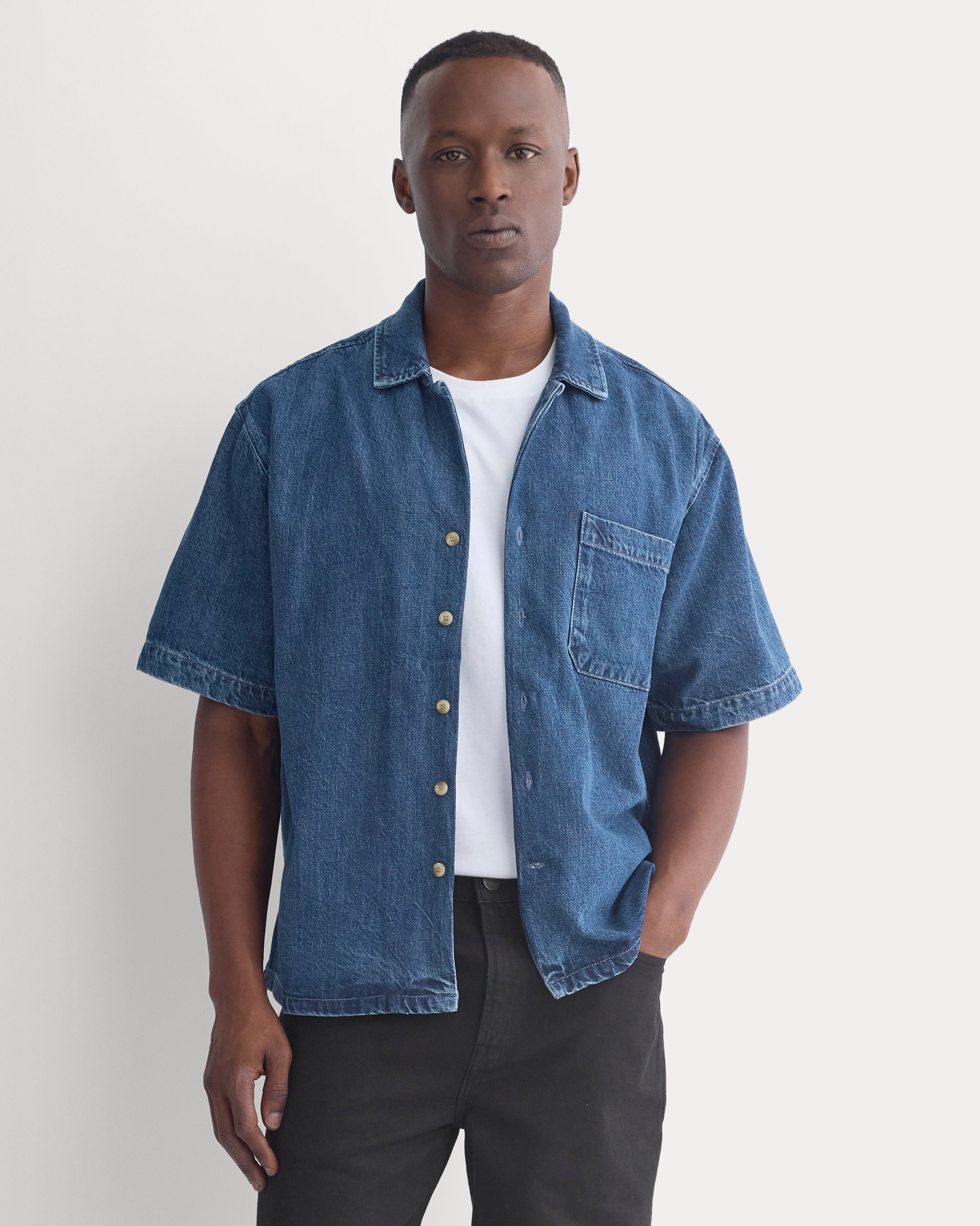 Lightweight Denim Resort Shirt | Medium Indigo