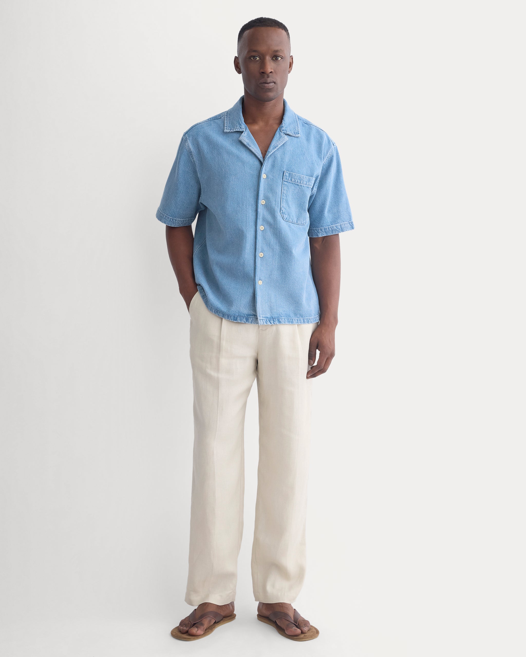 Lightweight Denim Resort Shirt | Light Indigo
