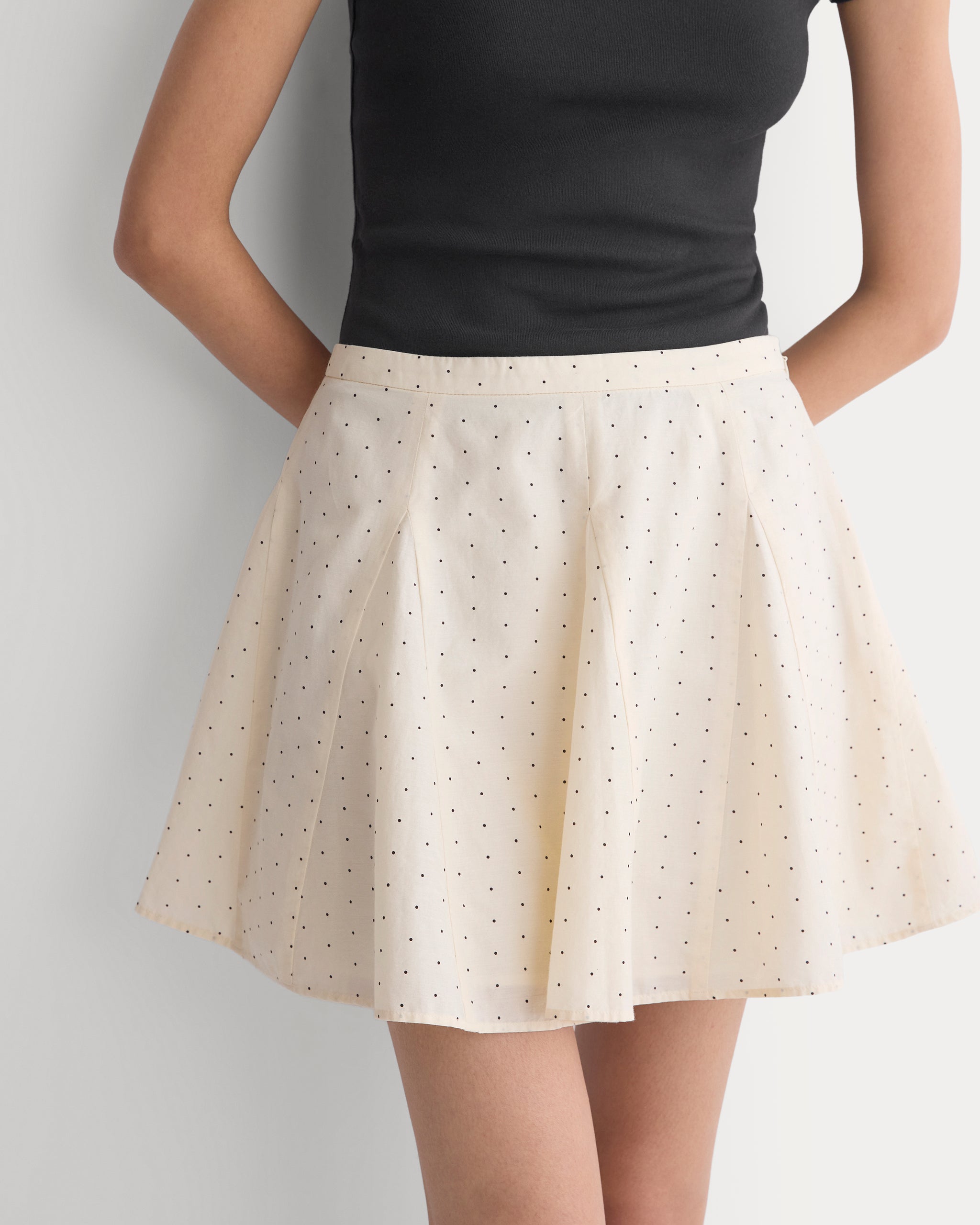 Godet Mini Skirt in Cotton Silk | Birch