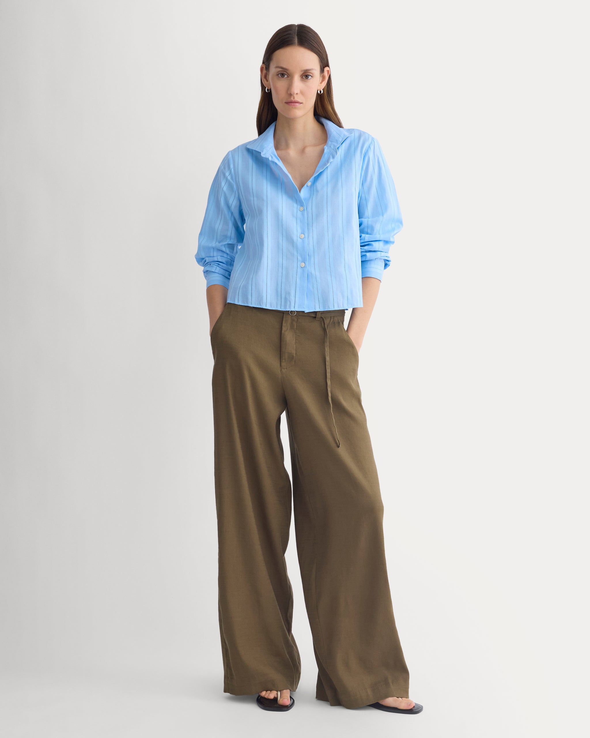 Textured Mini Collar Shirt | Open Air Blue