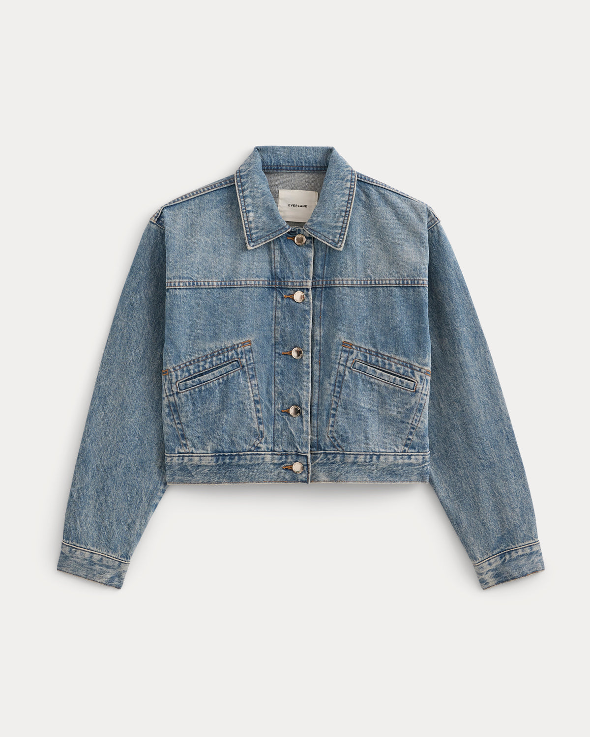 Cropped Trucker Jacket in Denim | Light Denim