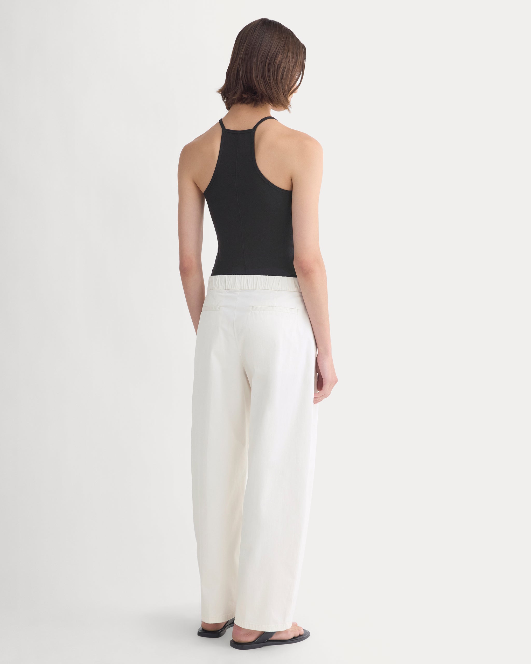 Barrel-Leg Pant in Organic Cotton Sateen | Bone