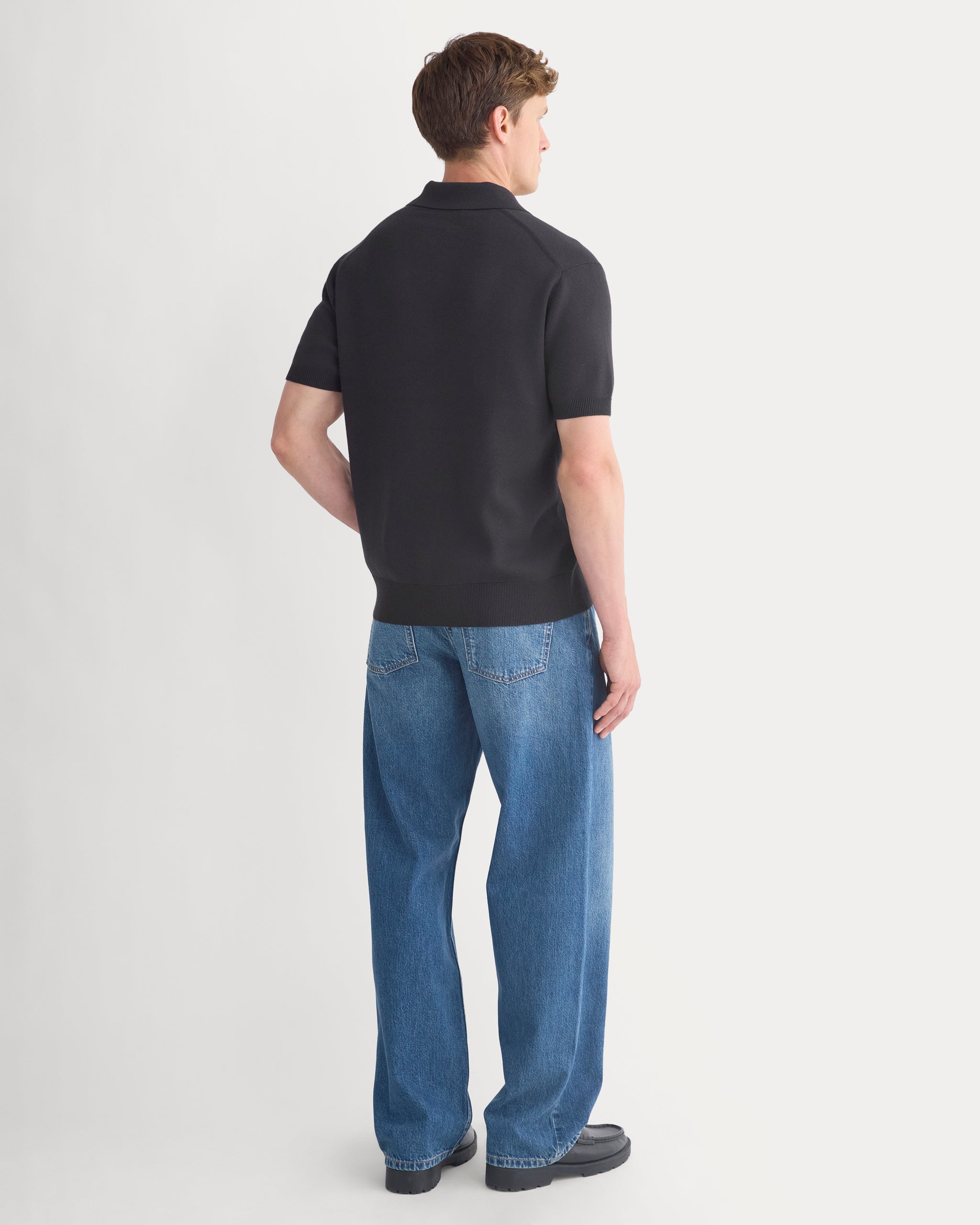 No-Sweat Textured Zip Polo | Black