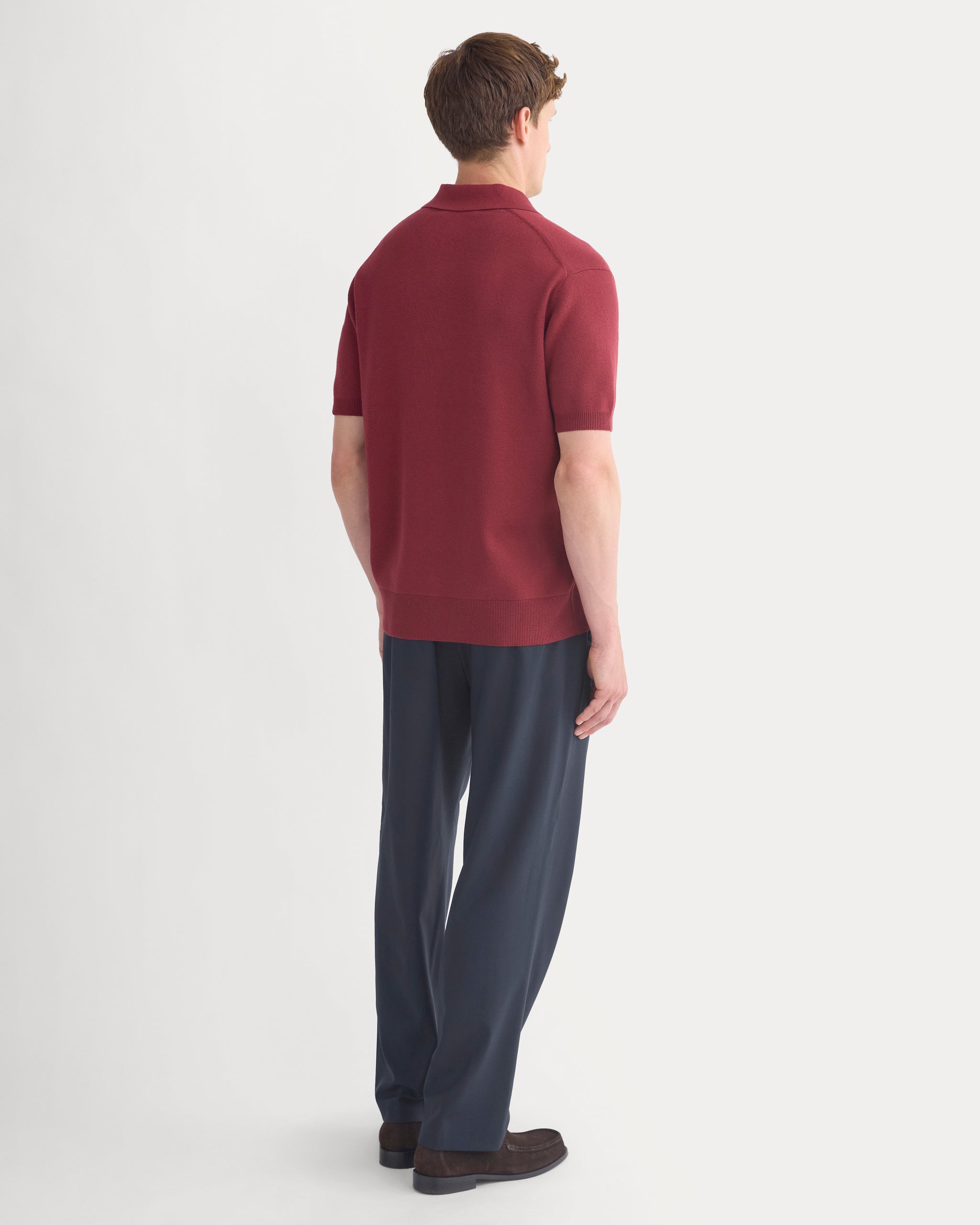 No-Sweat Textured Zip Polo | Cabernet