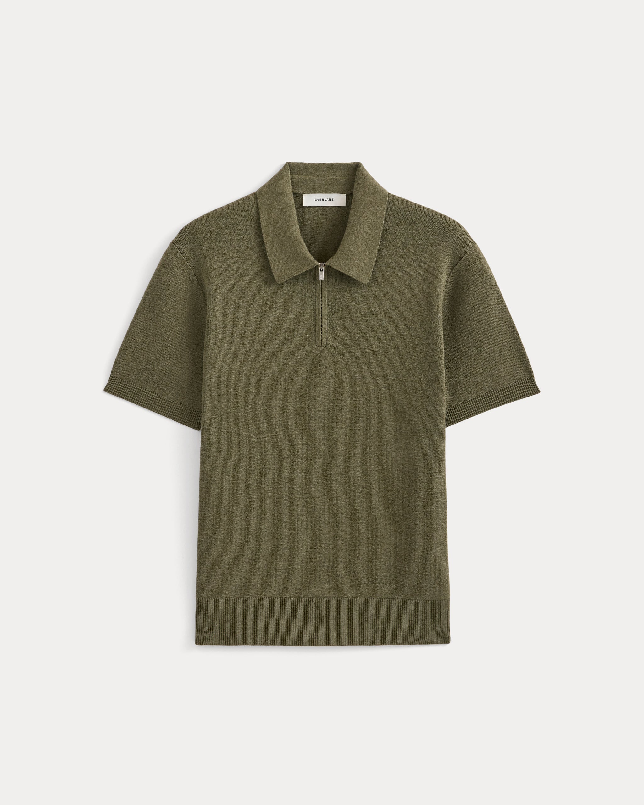 No-Sweat Textured Zip Polo | Heathered Olive Night