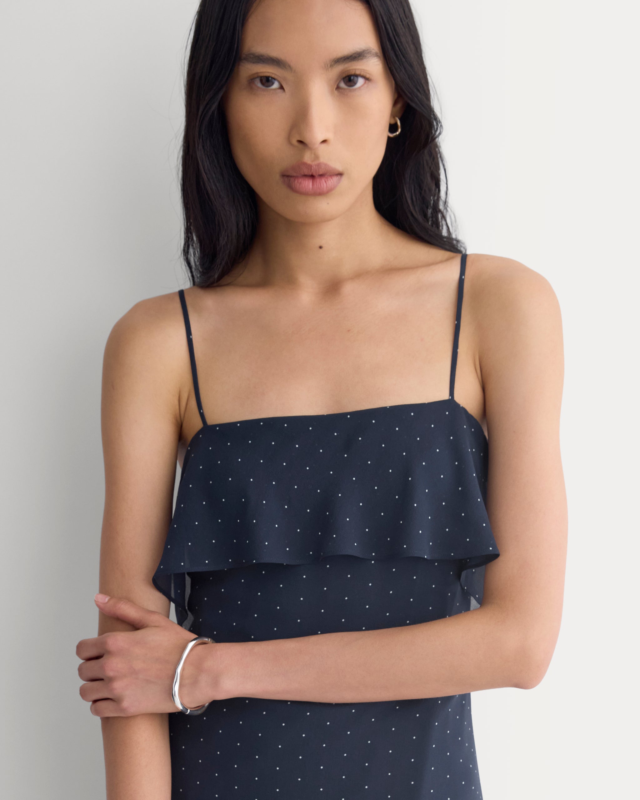 Scarf-Tie Mini Dress in Silk Georgette | Men's Navy/Birch