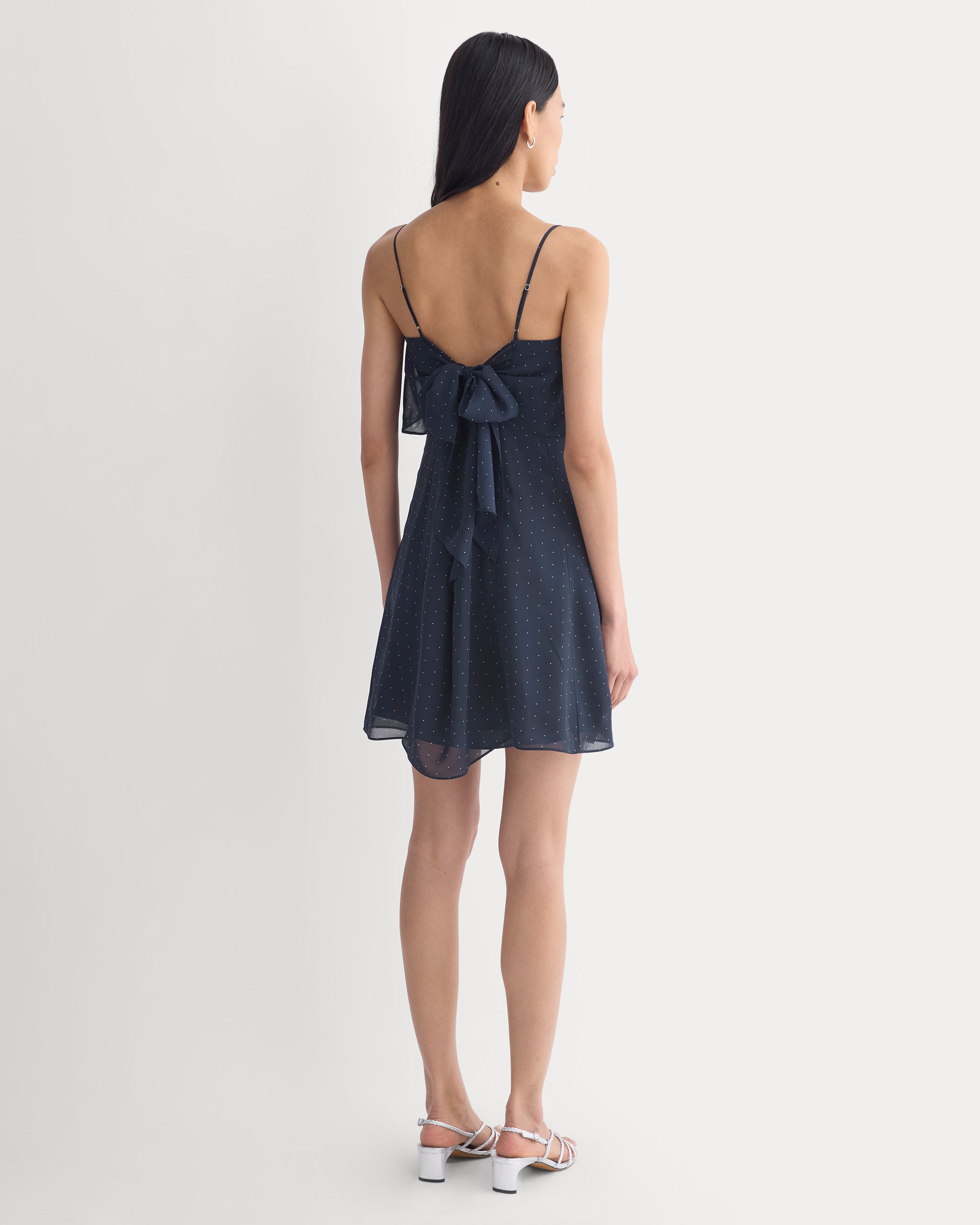 Scarf-Tie Mini Dress in Silk Georgette | Men's Navy/Birch