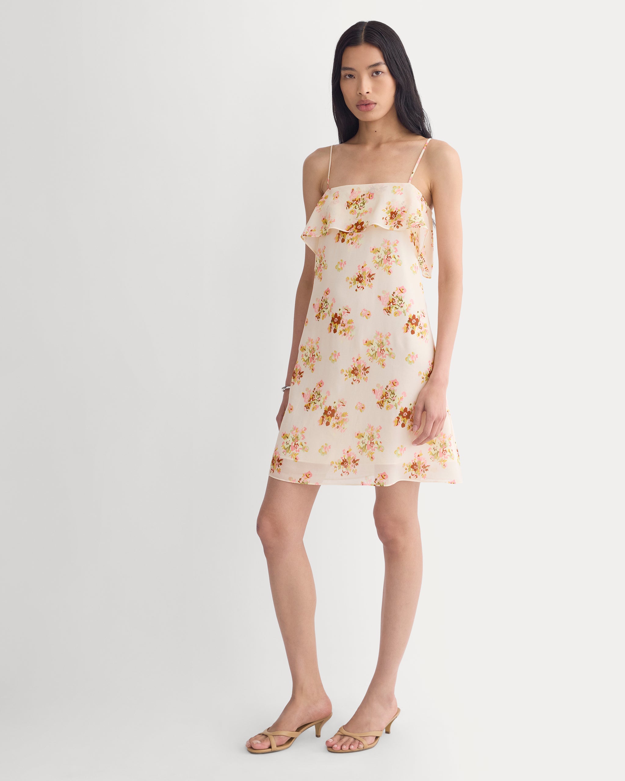 Scarf-Tie Mini Dress in Silk Georgette | Vintage Floral